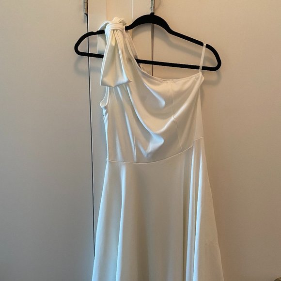 JASAMBAC Women's Bow One Shoulder Dress with Pockets - Picture 4 of 6